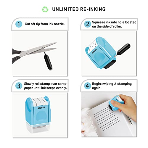 Image of Miseyo Self-Inking Dashed Handwriting Lines Practice Roller Stamp for Kids