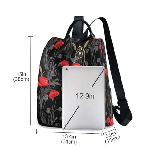 Sac à dos femme noir coquelicot sécurisé chic avec pompon finitions