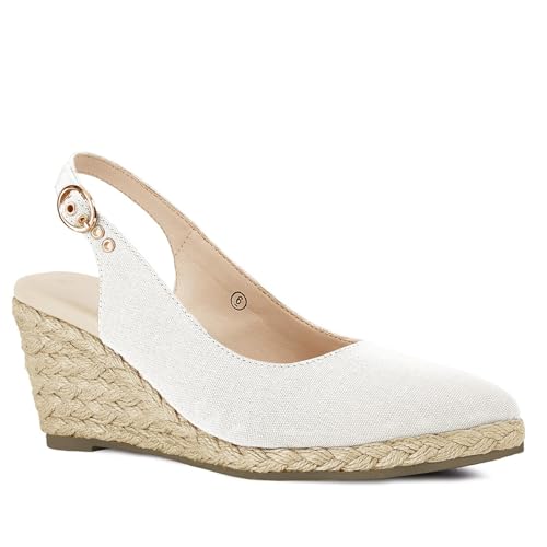 Image of Juliet Holy Womens Wedge Sandals Espadrilles Closed Toe Slingback Buckle Strap Comfortable Casual Summer Wedges Shoes