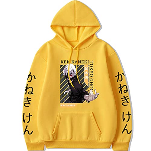 Men/Women Tokyo Ghoul Hoodies Sweatshirts Casual Pullovers Anime Manga Kaneki Ken Printed Long Sleeve Kpop Clothes Yellow