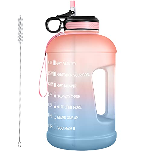9 Best 1-Gallon Water Jugs To Buy: Reviews and Guides 18 1 Gallon Water Bottle with Straw & Straw Brush, Motivational Water Bottle with Time Marker and Handle, BPA Free Anti-slip Leakproof Water Jug for Fitness, Gym and Outdoor Sports (Pink)