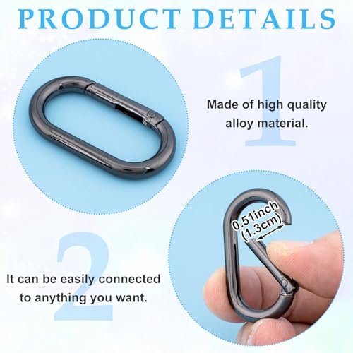 Image of Oval Spring Ring Clips, Metal Keyring Purse Clip