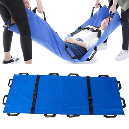 救護用担架 折りたたみ式ストレッチャー、12ハンドル付き家庭用搬送ユニット、シンプルでソフトなポータブル背部ストレッチャー、緊急作業用、病院、診療所、家庭用、スポーツ会場、救急車用(Blue)