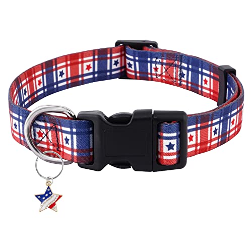 Athbavib American Flag Dog Collar For Male Female, Independence Day Patriotic Dog Collars With Pendant Adjustable Funny Dog Collar For Large Medium Small Dogs #TOP12
