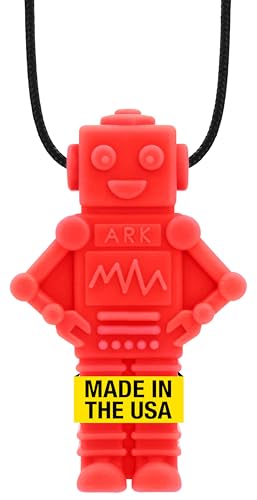 ARK RoboChew™ Sensory Chew Necklace, Chew Necklaces for Sensory Kids and Adults, Oral Fidget for Autism, ADHD, SPD, Anxiety, Medical-Grade Sensory Chew Necklace, Standard, Softest, Red