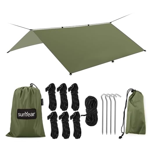 Hammock Rain Fly Tent Tarp Provides Effective Protection Against Rain, Snow. 32ft Long Ridgeline. Big 9.8x9.5ft Durable, Waterproof 210D Oxford. 6 Reflective Guy Lines, 2 Stuff Sacks. Easy Assembly