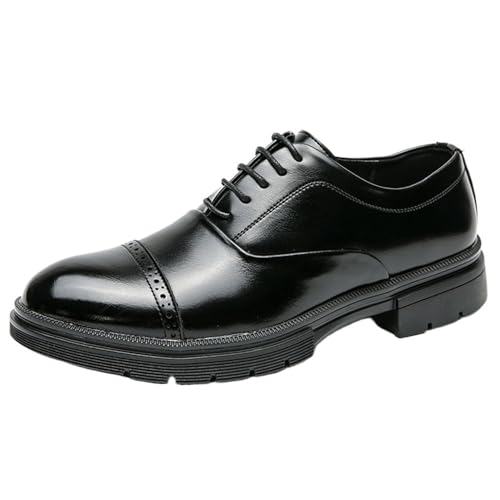 Comfortable Men's Dress Oxford Shoes, Black Lace Up Formal Shoes for Business & Wedding, Anti-Slip, Thick Bottom Round Toe, Stylish & Modern Oxford Shoes for Men