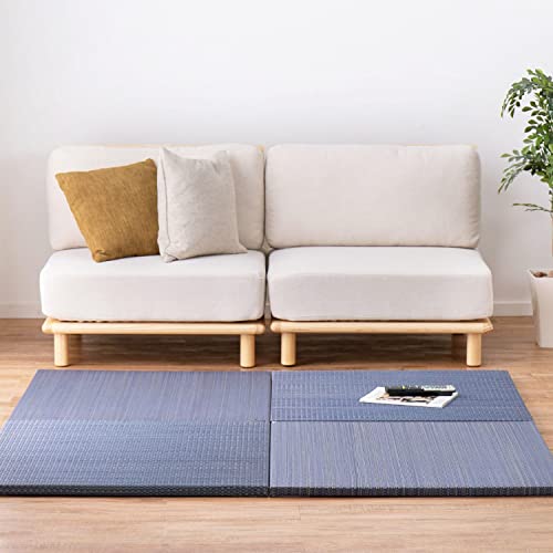 萩原 い草 置き畳 ユニット畳 南風 ネイビー 同色6枚組 約65×65×2.5cm 小さめ 縁なし 滑り止め カットOK アジアン 琉球畳風