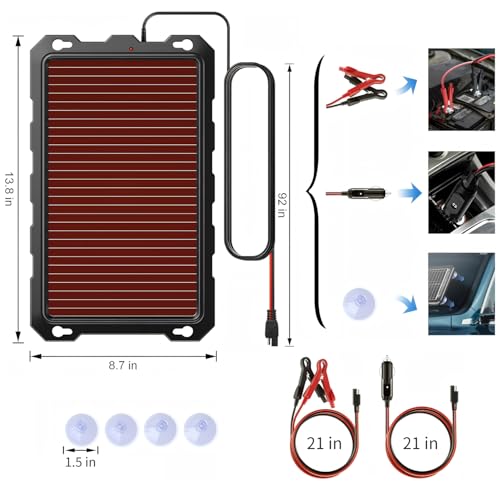 Image of POWOXI 3.3W-Solar-Battery-Trickle-Charger-Maintainer -12V Portable Waterproof Solar Panel Trickle Charging Kit for Car, Automotive, Motorcycle, Boat, Marine, RV, Trailer, Powersports, Snowmobile, etc.