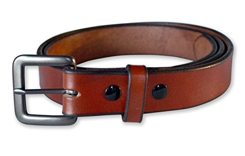 Amish Made, Full Grain Leather Belts for Men, Medium Brown Belt, Gunmetal Buckle, Made in USA