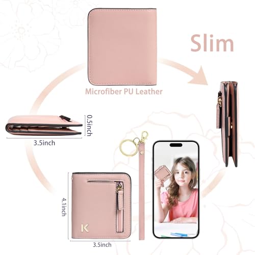Image of COSHAYSOO Initial Teen Girl Wallets RFID Slim Wristlet Keychain Personalized Easter Basket Stuffers Birthday Gifts for 8 9 10 11 12 13 14 15 16 17 18 Year Old Teenage Girls, Pink Letter T