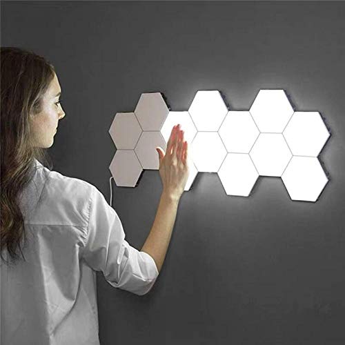 Preisvergleich Produktbild Moderne Quantenlampe LED Nachtlicht DIY Hexagon Honeycomb LED Nachtlampe Modulares berührungsempfindliches Licht Home Dekorative Beleuchtung-10 PC mit Adapter_Tsjechië_eu