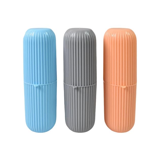 Capsule Shape Travel Toothbrush & Toothpaste Case Holder (3 Pcs Set) | Portable Hygiene Storage Box | Leak-Proof Toothbrush Cover for Travel, Gym & Bathroom | Multicolor Durable Organizer-image-46