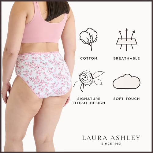 Image of Laura Ashley Women's Cotton Brief Underwear Set, High-Waisted Panties for Women, 5-Pack
