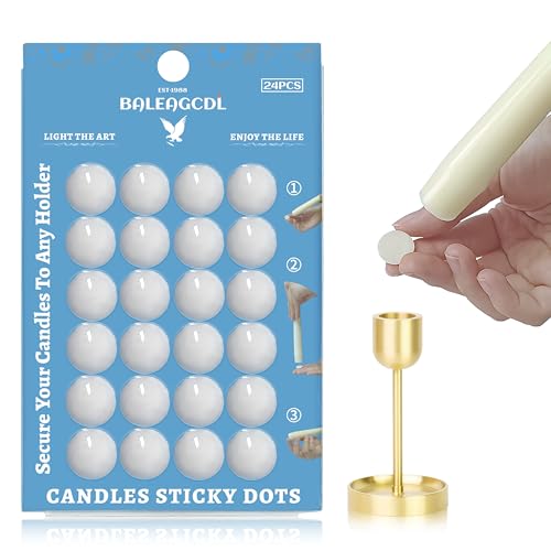 Taper Candle Sticky Dots - White Wax Candle Adhesive Dots - Unscented Cire Adhesive for Secure Candle Placement - Easy Clean and Traceless for DIY Projects - Pack of 24