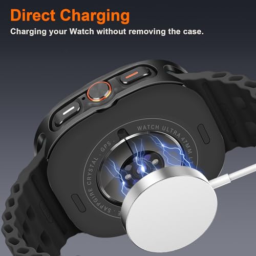 Image of Metal Case Compatible with Samsung Galaxy Watch Ultra /Ultra 2 (2025) 47mm with Back Cover, Rugged Thin Hard Frame Protective Cover for Galaxy Watch 7 /8 Ultra 47mm - Black White