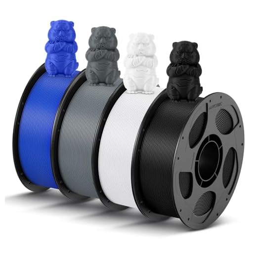 ANYCUBIC PLA 3D Printer Filament Bundle 4KG, 3D Printing PLA Filament 1.75mm Dimensional Accuracy +/- 0.02mm, 4 Pack 1KG Reusable Spool(2.2 lbs) Texture Grey, Black, White, Blue