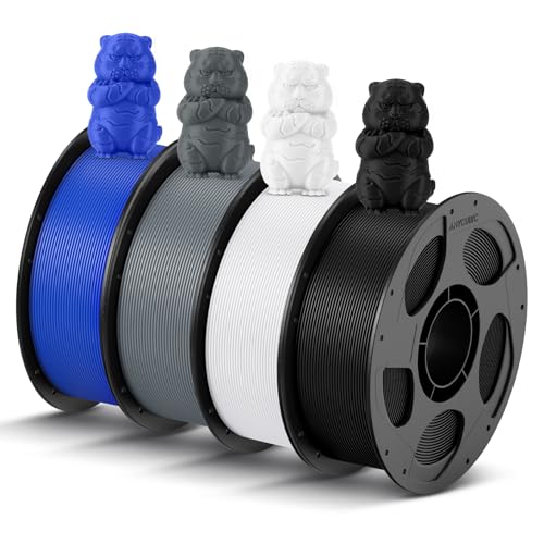 Image of ANYCUBIC PLA 3D Printer Filament Bundle 4KG, 3D Printing PLA Filament 1.75mm Dimensional Accuracy + /- 0.02mm, 4 Pack 1KG Reusable Spool(2.2 lbs) Texture Grey, Black, White, Blue