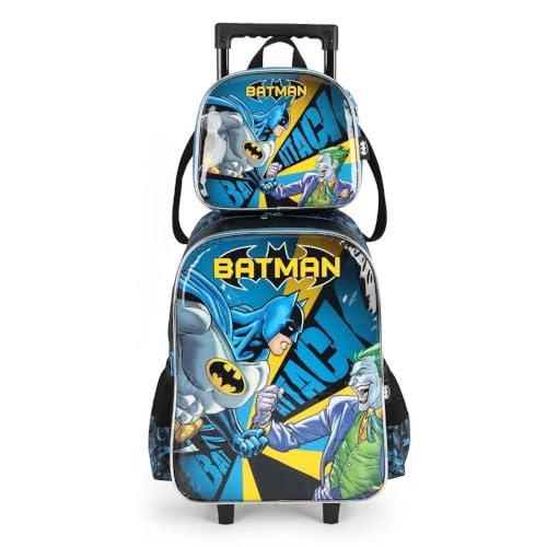 Kit Mochila De Rodinha Batman Atack Azul +Lancheira Luxcel
