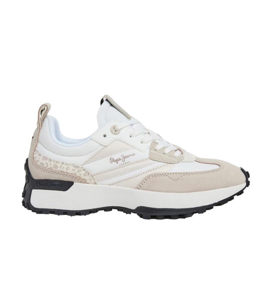 Pepe Jeans Zapatillas de Piel Lucky Print Blanco con descuento