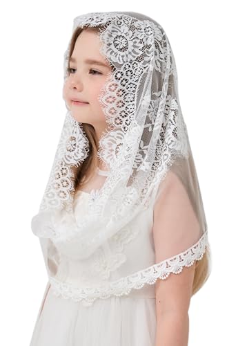 Floral Infinity Veils for Girls Baptism Veil for Baby Girls White Veil for Teen Girls First Communion K82