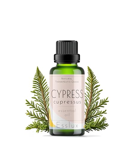 Image of Esslux Cypress Essential Oil | 100% Natural Cypress Oil for Aromatherapy & Diffusers | Supports Varicose Vein Care | Ideal for Soap Making, DIY Projects, and Relaxing Scents, 60 ML