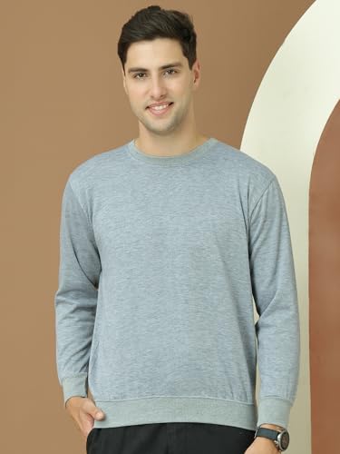 Image of Mack Jonney Fleece Regular Fit Solid Round Neck Sweatshirt for Men-MACK639877