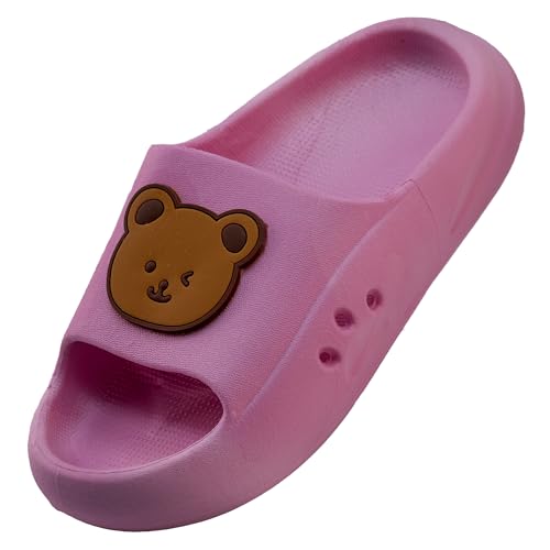 Chanclas para niño/a, Chanclas de Baño, Chanclas playa, Pantuflas, Antideslizante, Material Goma EVA, Diseño Oso, Rosa, Talla Europea 24-25, Longitud suela 16 cm, Apto para 3 a 4 años
