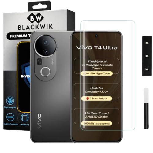 Image of Blackwik UV Curved Tempered Glass for Vivo T4 Ultra 5G | 1-Pack