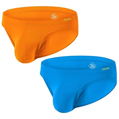 Briefs Men Underwear 2pack Low Rise Mens Briefs Bulge Enhancing Breathable Sexy Bikini - orange - Large Cover