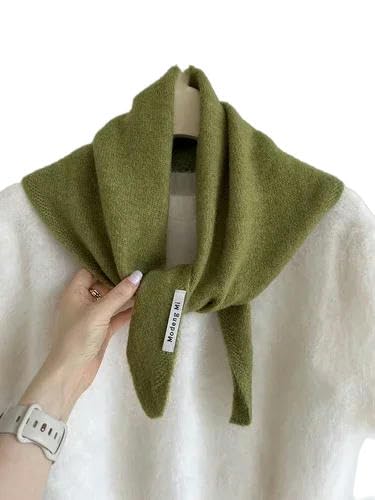 YJHLY Bufanda Bufanda Triangular De Punto Bufanda De Punto Pañuelo De Cabeza Femenino Bufanda De Punto Térmica Multifuncional Bufanda De Punto-Green