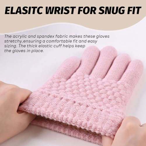 Image of JANGANNSA Cold Weather Kids Gloves Warm Knitted Children Magic Glove With Fleece Lining Winter Gloves For Boys Girls