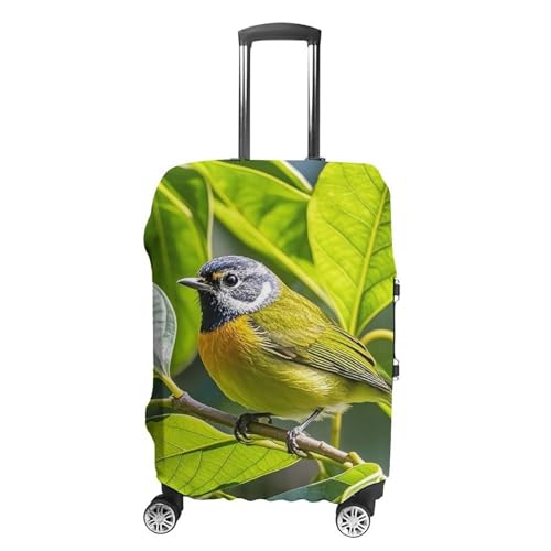 Green Leaves And Birds Printed Luggage Cover Protector, Fits 18-32 Inch Luggage