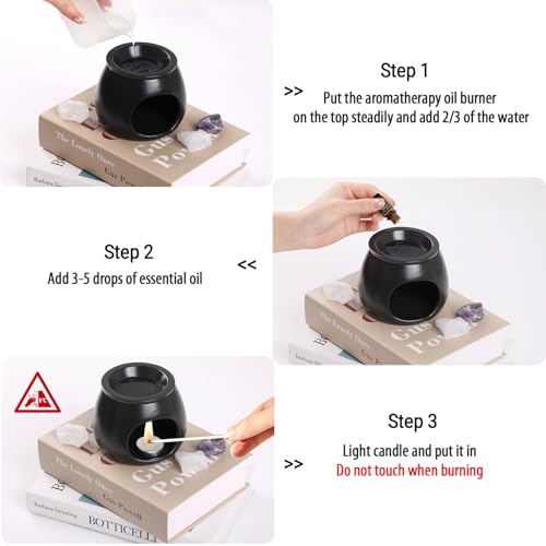 Bighan Duftlampe Split-Typ Aromalampe Teelichthalter Duftlampe aus Keramik Aroma Diffuser - Schwarz