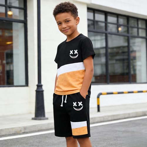 Image of Boys Clothes 2 Piece Size 6-13Y Short Sleeve T-Shirt & Shorts Set Casual Kids Boys Spring Summer Outfits