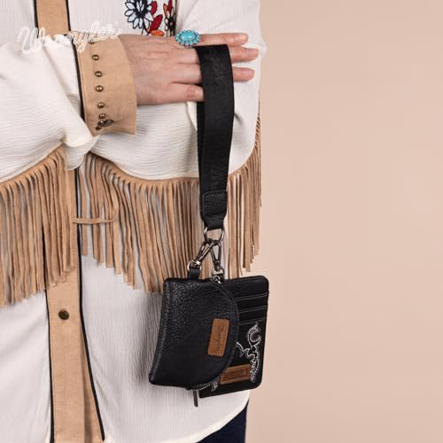 Image of Wrangler Keychain Wristlet Wallets for Women Western Dual Pouch Wristlet Credit Card Holder Wallet