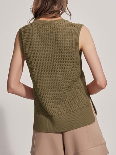 Image of SuperPrity Women's Sweater Vest Sleeveless Crochet Sheer Knit Sweater Tank Casual See Through Crewneck Sweater