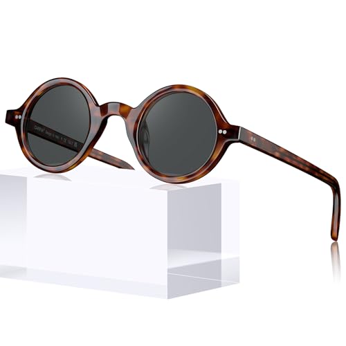 Image of CARFIA Retro Acetate Small Face Polarized Sunglasses for Men Cool Classic Round Sun Glasses CA2501
