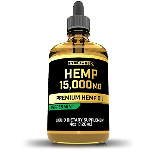iVitamins Hemp Oil Drops for Pain and Anxiety : 15,000mg : May Help with Inflammation, Pain, Sleep, Depression, Nausea and More : Hemp Extract : Organic Hemp Oil : Rich in Omega 3,6,9 (Peppermint)