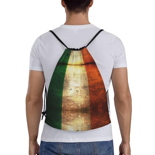 Irish Flag Print Drawstring Backpack Lightweight Sport Bag,Pull String Back Sack Suitable Gym,Travel2