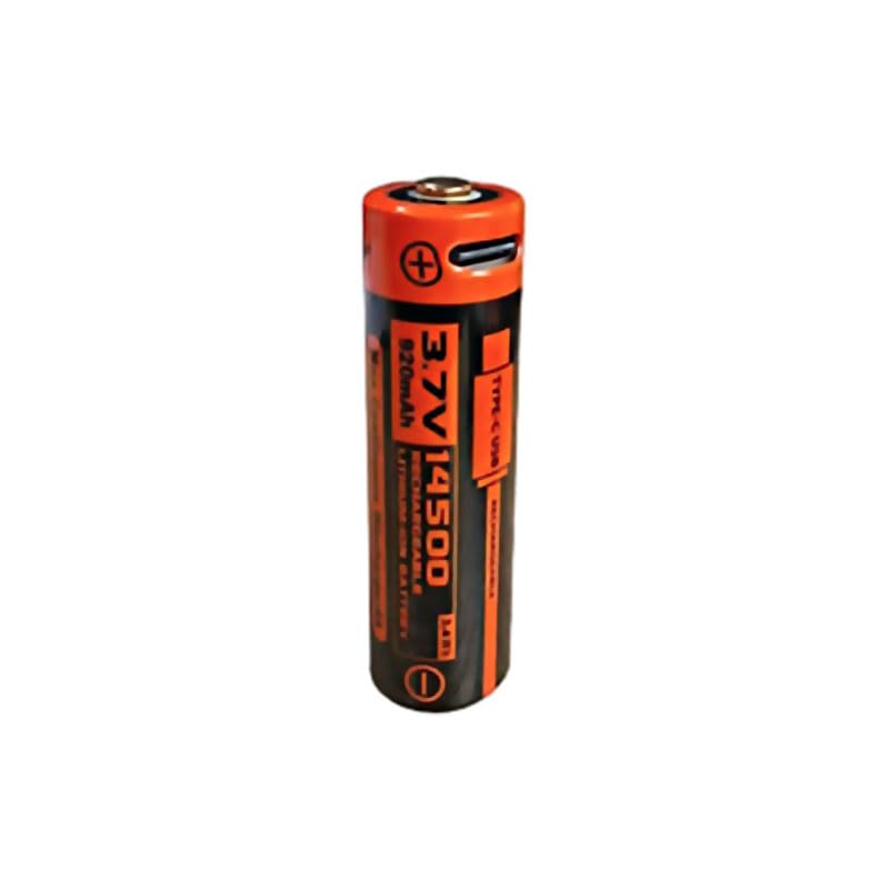 MANKER 14500 Flashlight Battery, with Charging Port, 920mAh, 3.7V