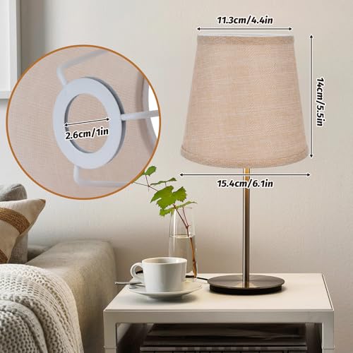 2 Pcs Lamp Shades, Lampshades for E14 Screw, 6 inch Fabric Lampshade, Tapered Drum Light Shade for Table Lamps and Floor Lamps, Decorative Lampshade (Apricot) - Image 3