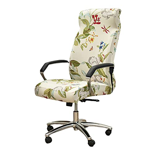Highdi Funda Universal para Silla de Ordenador, Print Funda para Silla Giratoria Cubierta de Sillas Elastica Fundas Sillas de Oficina Protectora de Sillas para Gaming (Flores y pájaros,M)