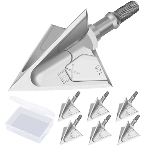 Bombrooster Archery Broadheads 100/125 Grain Stainless Steel Fixed Blade Broadheads for Crossbow Recurve Bow and Compound Bow