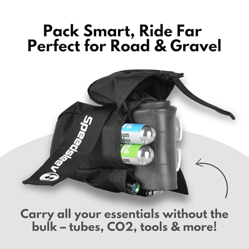 Image of SpeedSleev Ranger Medium Bike Saddle Bag - Compact Under Seat Cycling Pack for Road, Gravel & MTB - Waterproof, Rattle-Free Tool Storage - Lightweight Bike Gear Bag with Reflective Safety Strap - Red