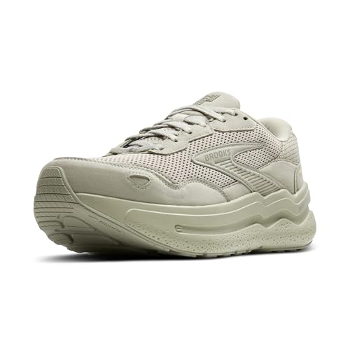 Brooks Men’s Ghost Max Suede/Leather Neutral Running & Walking Shoe - Stone/Oak - 7.5 Medium