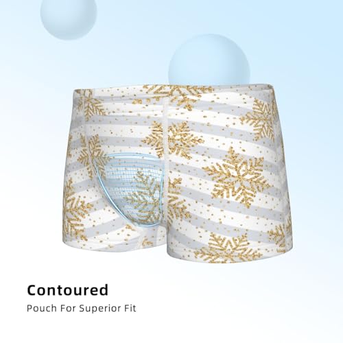 Boys' Cotton Boxer Brief Soft Underwear-Gold Snowflake4