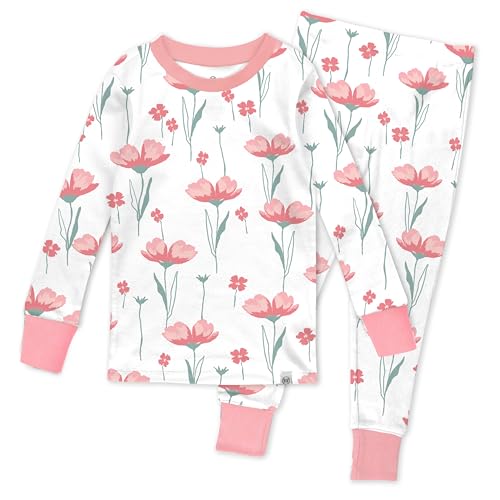 HonestBaby baby-girls 2-piece Pajamas Sleepwear Pjs 100% Organic Cotton for Baby, Toddler, Kids, Girl
