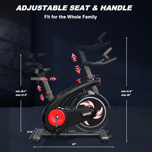 Image of Exercise Bike,Stationary Bikes for Home - Adjustable Workout Bike, Professional Exercise Bikes for Home, Efficient Workout Bike with Smartphone Mount & Digital Pulse Display