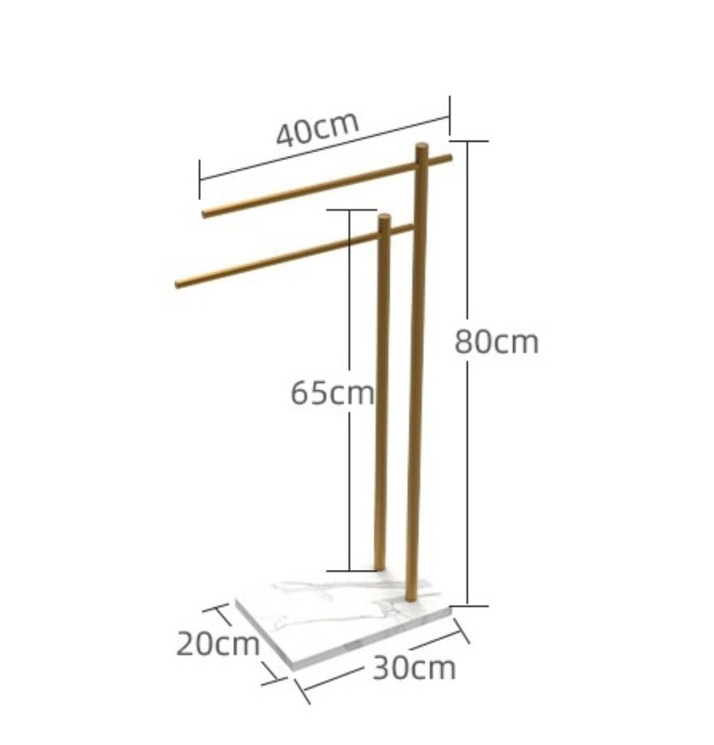 Trocknen von Handtüchern 2-stufiger Handtuchständer Mit Marmorsockel, Freistehender Handtuchhalter Aus Aluminium, Handtuchhalter Für Badezimmer Badezimmer oder Pool(Gold+Black)